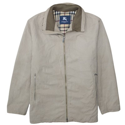 Burberry Herren Jacke Beige Brit Check Wolle Gefüttert Reißverschluss Rippkragen Windbreaker L