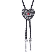 Bolo Tie for Men Western Cowboy Bolo Tie Heart Necktie Cowboy Carter Fan Black