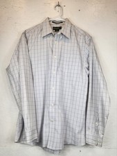 Eddie Bauer Wrinkle Free Relaxed Fit Size Medium White Plaid Button Down Shirt