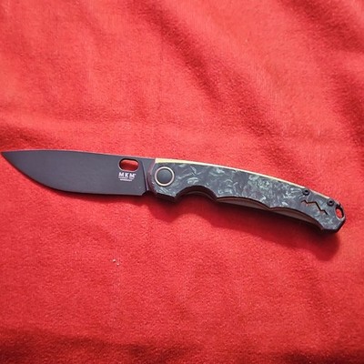 MKM Vox Black Folding Pocketknife SS Drop Point Plain Edge CF Handle Clip