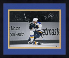 Framed Jordan Kyrou St. Louis Blues Signed 16x20 White Jersey Celebration Photo