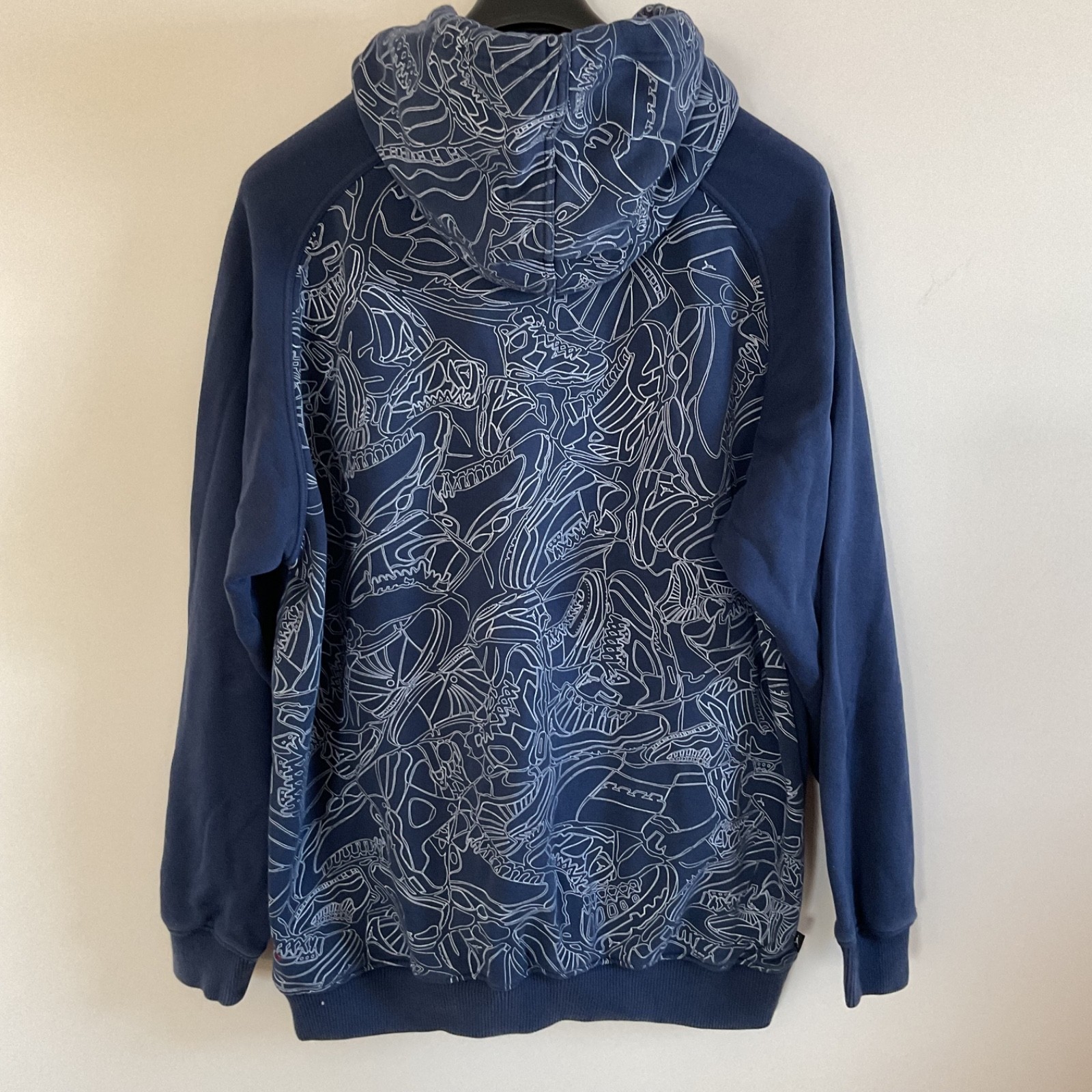 VTG Y2K Nike Air Jordan Jumpman All Over Sneaker Print Mens XL Hoodie Navy Blue image 2