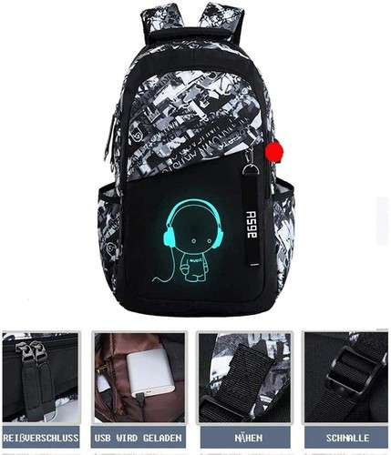 Asge Schulrucksack Jungen Mädchen Teenager Rucksack Groß Schulranzen Reflekti... - Bild 2 von 6