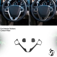 1pc Real Carbon Fiber Black Steering Wheel Trim Fit For Ford Fiesta St 2011-2019