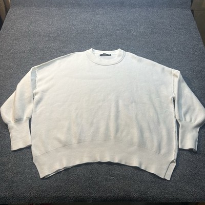LILLUSORY Women's Oversized Sweater SOFT Warm Pullover White Size Medium
