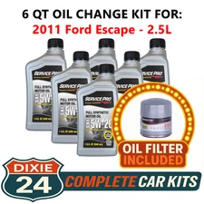 Fits: 2011 Ford Escape 2.5L 6,000 Mile Synthetic Oil & Filter Kit (5W-20)