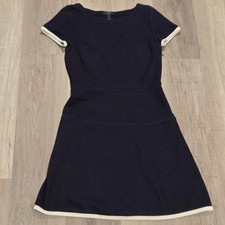 J Crew Dress Womens 2 Navy Blue Short Sleeve Fit Flare Knee Length pullover