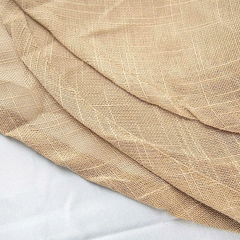 NATURAL 120" Round Premium FAUX BURLAP POLYESTER TABLECLOTH Wedding Party Linens - Image 3 of 4