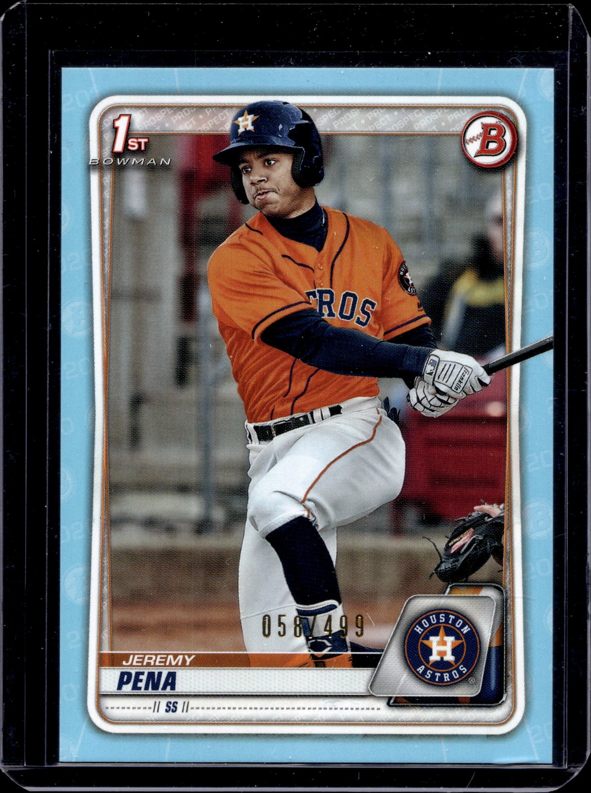 2020 Bowman #BP-61 Jeremy Pena Prospects Sky Blue #/499 Houston Astros J15