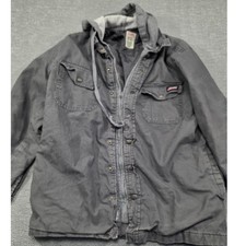 Genuine Dickies Mens Hooded Work Jacket Gray Canvas Quilted Lined Distressed M