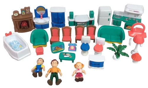 Keenway My Happy Family Dolls House Figures and Furniture - 1990s