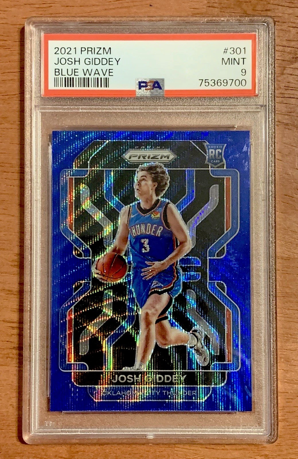 2021-22 Panini Prizm - Josh Giddey #301 Blue Wave Prizm (RC) PSA 9 Mint Thunder