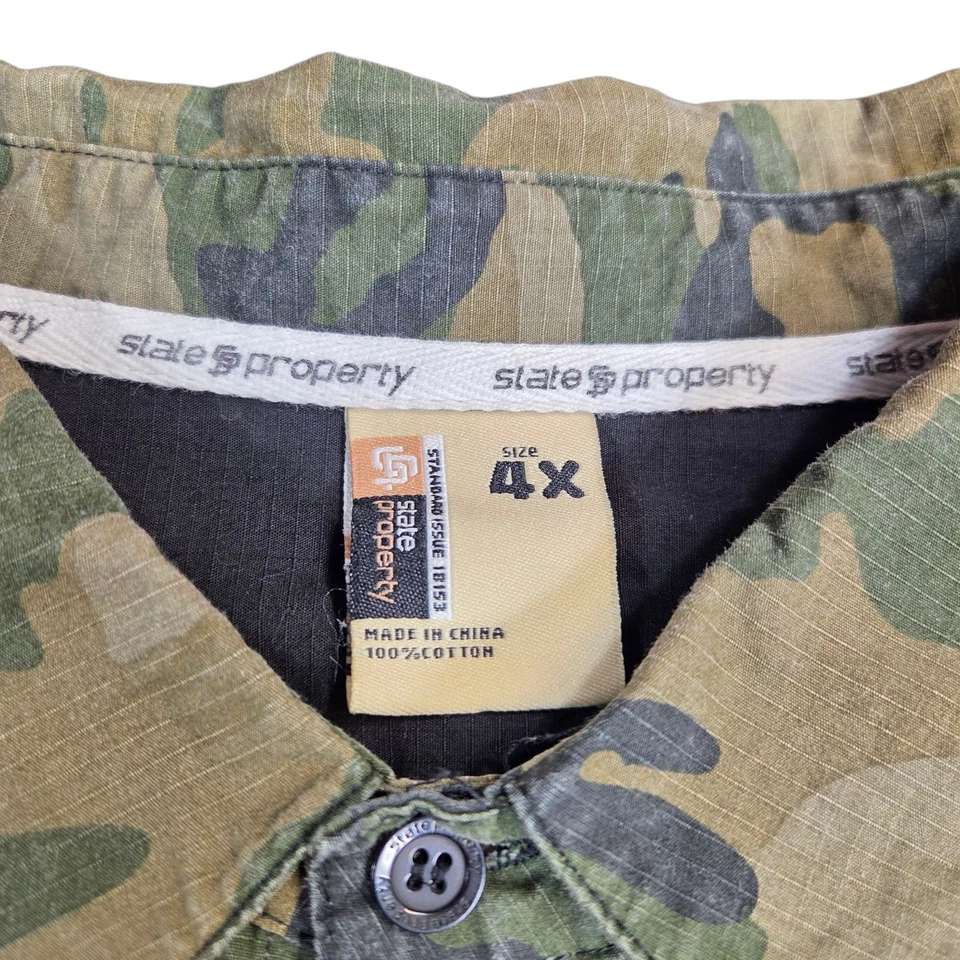 Vtg Y2K State Property Rocawear Camo Button Up Shirt Hip Hop Y2K 90's Sz 4X - Image 3 of 4
