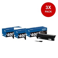 Brother TN433BK High Yield Black Toner 3 Pack Genuine HL-L8360CDW MFC-L8900CDW
