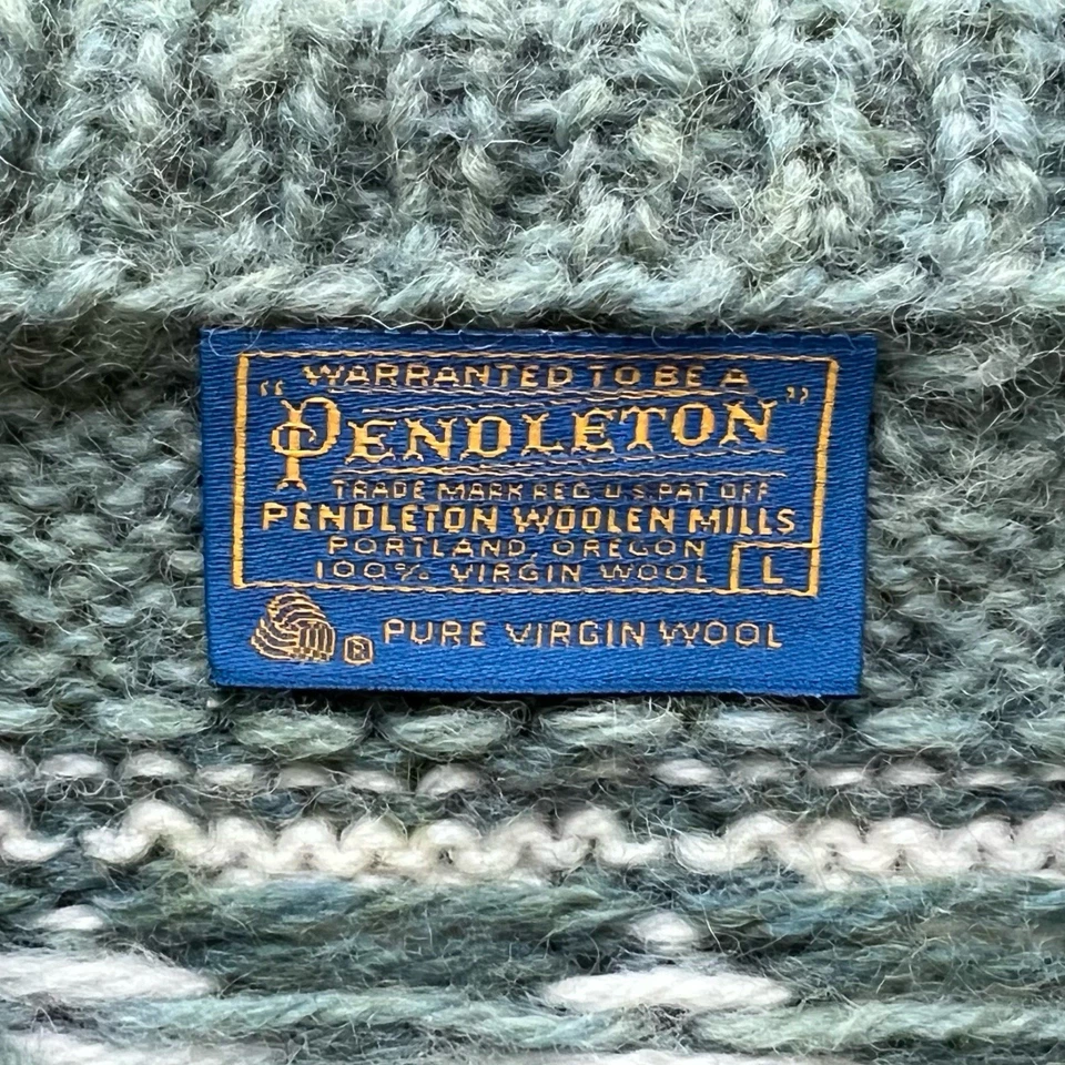 Vintage Pendleton Nordic Cardigan 70s Wool Fair Isle Grunge Sweater - Mens Large - Image 4 of 4