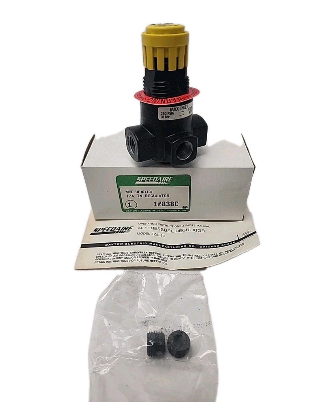 Speedaire 1Z838C 1/4" Air Line Pressure Regulator 250 MAX PSI - New NOS