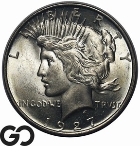 1927-D Peace Dollar, Original Satin Luster, Beautiful Gem BU++ Better Date!