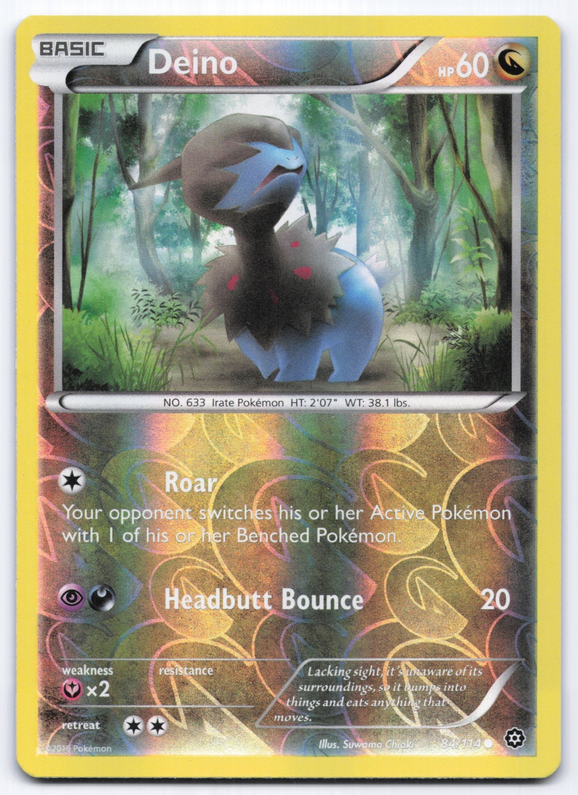 Deino 84/114 Steam Siege Reverse Holo Pokemon Card
