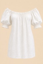 Free People Women's Babydoll Off White Dress Puff Sleeve On/Off Shoulder Sz S