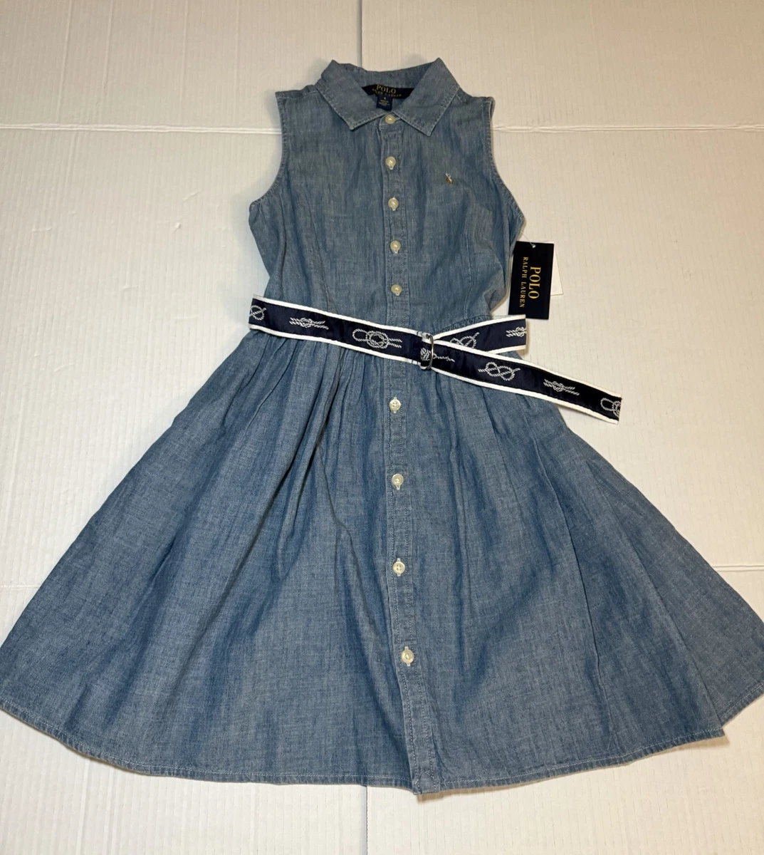 white christmas dresses NEW Ralph Lauren Leather Trim Denim Dress Size 8 – KMK Luxury Consignment