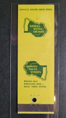 1940's Rancho Palos Verdes Rolling Hills Matchbook Match Cover