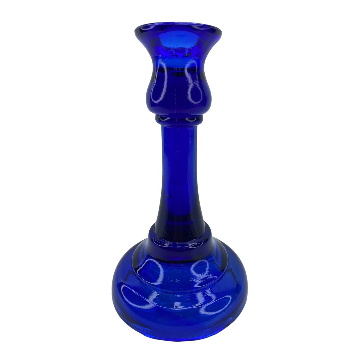 Candle Stick Holder Blue Glass Taper Style Pressed Glass | eBay
