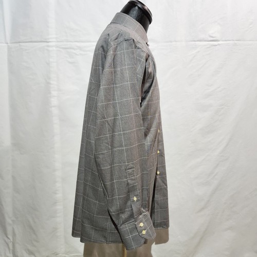 Brooks Brothers 1818 Mens Gray Shirt Square Non-Iron Long Sleeve Size 17 1/2 34 - Foto 4 di 7