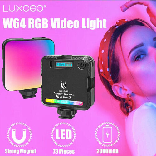 Mini lumière vidéo à LED de poche LUXCEO W64 RGB 2500k-9000K appareil photo remplissage lumières  - Photo 1 sur 7