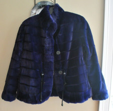 Auth. Maximilian Reversible Fur Coat 25" Dyed Purple Sheared Mink Finland, Nwt