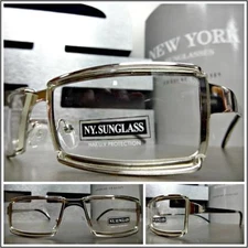 Mens CONTEMPORARY MODERN Style Clear Lens EYE GLASSES Sleek Silver Fashion Frame