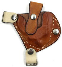 Safariland 341 Brown Leather Shoulder Harness Handcuff Case with 2 Straps 1 Snap