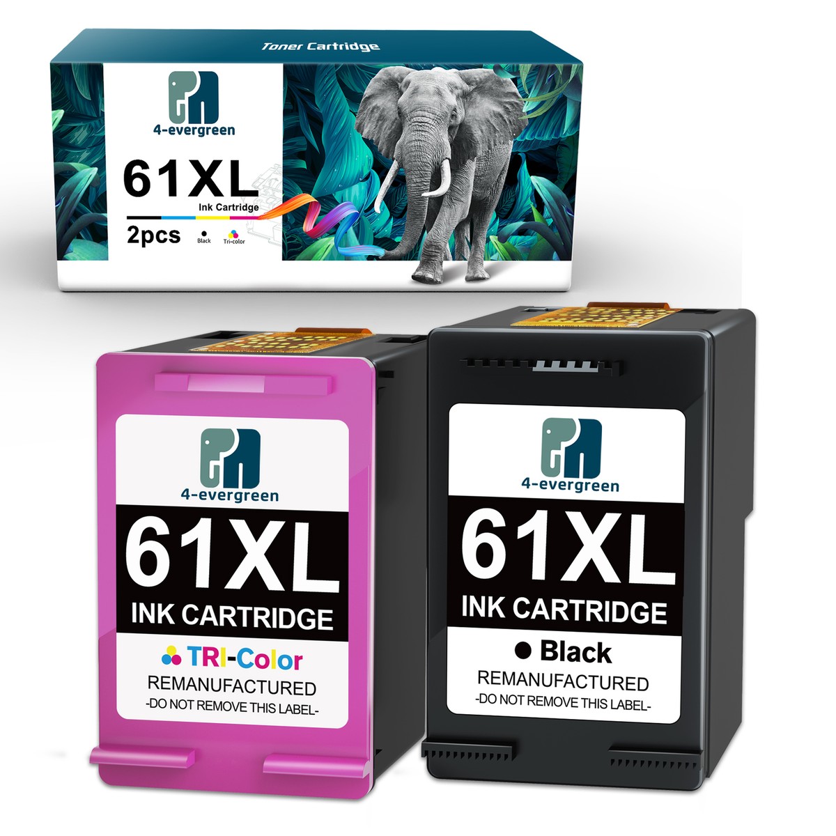 2PK BK & Color High-Yield Ink For HP 61XL DeskJet 1010 1050 2050 ENVY 4500 5530 - Foto 8