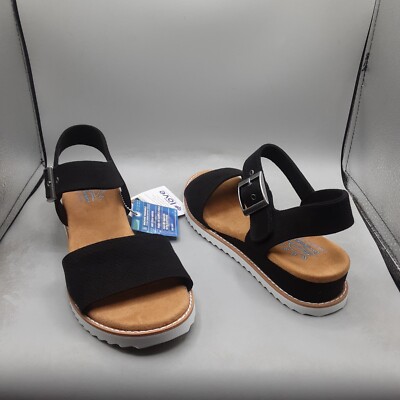 Bobs From Skechers Desert Kiss Serendipitous Sandals Women's 7M Black D878