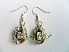 NEW   Unusual  Silver Plated Cowboy Hat and Boot  Pair of Earrings