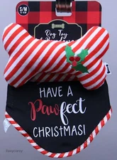 Woof Have a Pawfect Christmas Dog Toy & Bandana Gift Set Small/Medium NWT