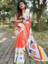 "Stylish KERALA COTTON Printed Saree  Modern Comfortable Fashion"
