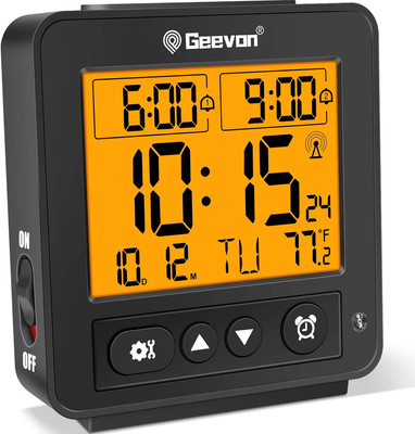 Small Atomic Travel Alarm Clock with Auto/8S Backlight, 2 Alarm Settings, Temper
