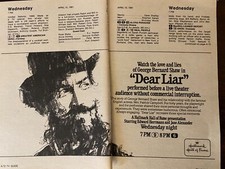 Dear Liar, Edward Herrmann, Jane Alexander, Vintage TV Guide Ad