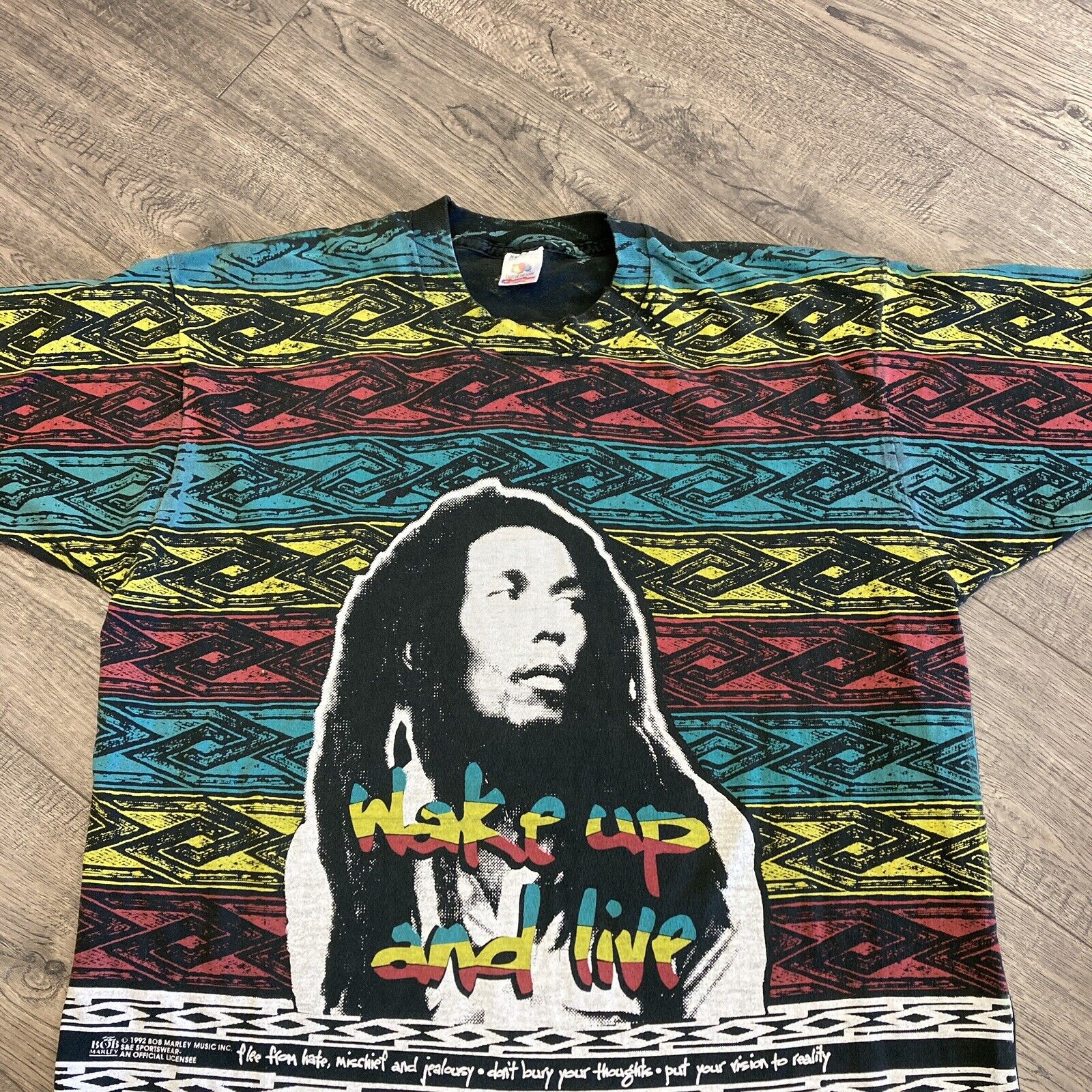 Vintage 1992 Bob Marley Wake Up and Live T-Shirt … - image 4