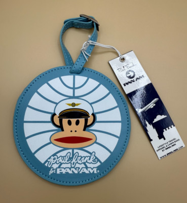 PAN AM x PAUL FRANK Luggage Tag certified Originals vintage style Light Blue NWT