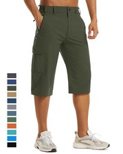 Mens Outdoor Hiking Shorts Quick Drying 3/4 Length Capri Pants Casual Cargo Work