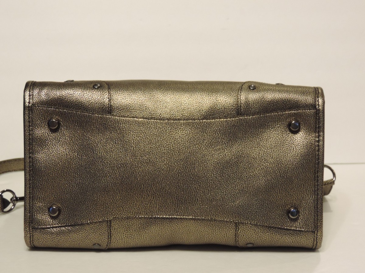 New COACH RHYDER SATCHEL METALLIC TWO TONE LEATHER QB Brass 33739