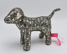 Victoria Secret PINK 6" Dog Metallic Silver w/ Black Letters Plush Ltd Ed Rare