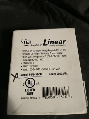 Linear IEI PIP24VDCRU Plug-in 24 VDC Power Supply Transformer 0-291324RU