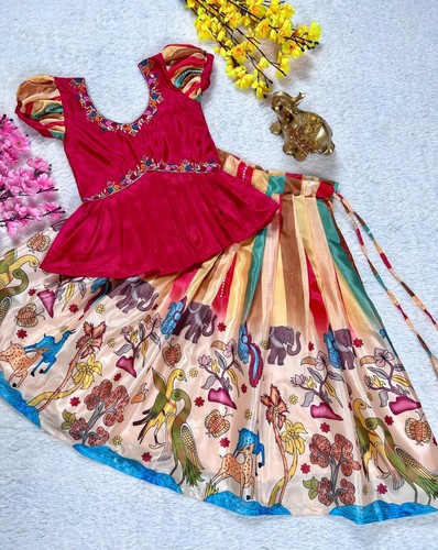 Designer Kids lehenga choli Indian party wedding dress Readymade Outfit for kid - Picture 6 of 7