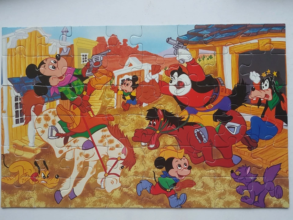 Rompecabezas vintage Mickey Mouse 2 en 1 Schmidt 48 piezas años 70 Disney Goofy Foto 3 de 4