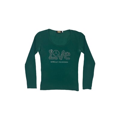 y2k Monella Vagabond Snob Embellished Love T-Shirt Green