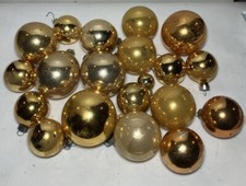 Vtg 19pcGold Glass Ornaments Shiny Brite Made In USA Christmas Balls Tear Drops