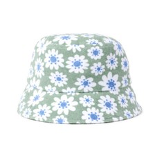 Wonder Nation Multicolored Flower Print Bucket Hat Kids UPF 50 New Green White
