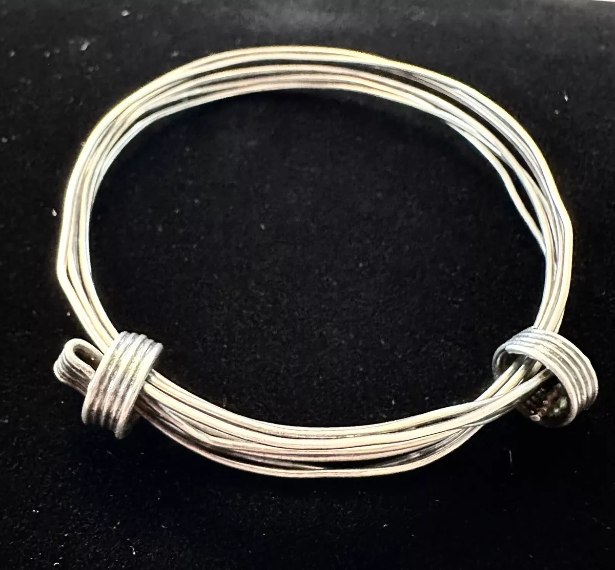Vintage Two Knot Six Strand Elephant Hair Bangle Sterling Silver